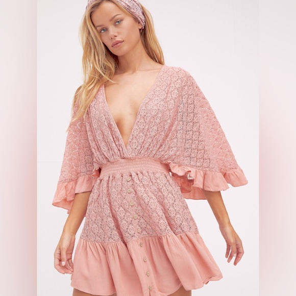 GORGEOUS & COMFY NWT FREE PEOPLE KNIT ROMPER Bridal Rose Sz Small - Picture 2 of 8